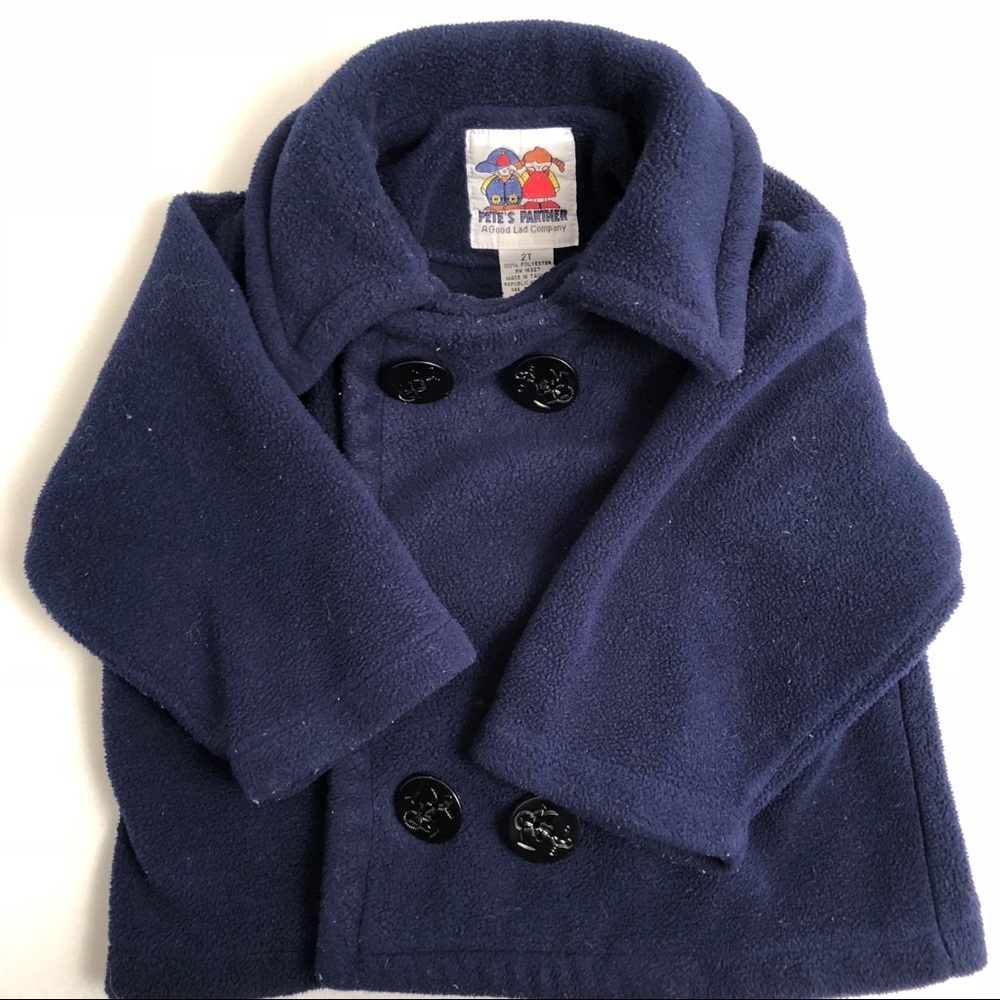 Pete’s Partner navy blue vintage fleece pea coat 2T
